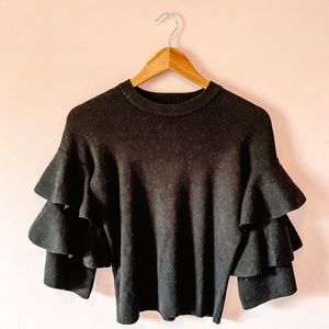 • ruffled sleeve sweater top •